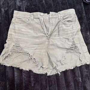 American Eagle Outfitters Distressed High Rise Mom Shorts